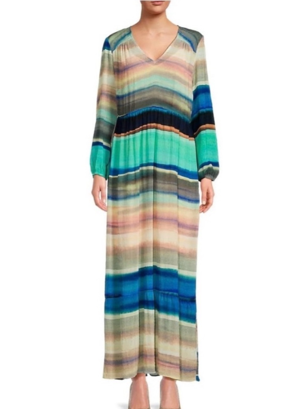 Marie Oliver Luciana Sante Fe Stripe Silk Gauze Maxi Dress Small Resortwear - Picture 2 of 8
